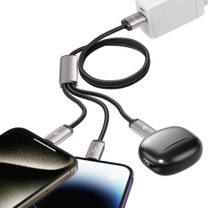 Kabel USB Tech-Protect USB-A - USB-C + microUSB + Lightning 1 m Szary (5906203691272) 5