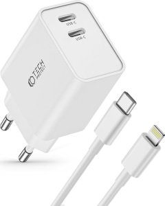 Ładowarka Tech-Protect TECH-PROTECT C35W 2-PORT NETWORK CHARGER PD35W + LIGHTNING CABLE WHITE 2