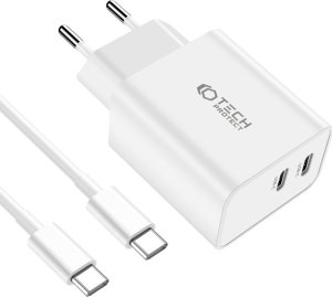 Ładowarka Tech-Protect TECH-PROTECT C35W 2-PORT NETWORK CHARGER PD35W + TYPE-C CABLE WHITE 3