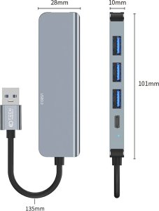 HUB USB Tech-Protect V0-HUB ADAPTER 5IN1 GREY 5