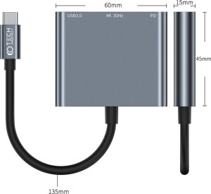 HUB USB Tech-Protect V1-HUB ADAPTER 3IN1 GREY 4