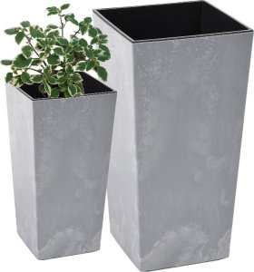 Lamela Doniczka Finezja+wkład Lamela Szary Beton 19cm H36 1