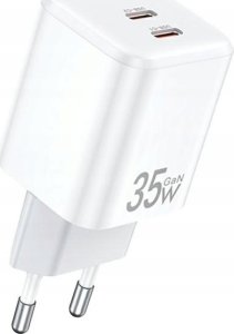 Ładowarka Awei AWEI ład. siec. PD65-EU 35W 2x USB-C biała/white GaN 2