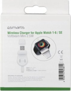 Ładowarka 4smarts 4smarts Ładowarka indukcyjna VoltBeam Mini dla Apple Watch 1-8/SE z kablem 1m USB-A 2.5W biały/white 462332 4