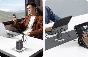 Ładowarka Usams USAMS Ład. siec. 1xUSB-C ze zwijanym kablem USB-C Retractable PD+QC 20W Gan Fast Charging biały/white YC Series CC233TC02 (US-CC233) 11