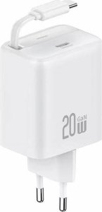 Ładowarka Usams USAMS Ład. siec. 1xUSB-C ze zwijanym kablem USB-C Retractable PD+QC 20W Gan Fast Charging biały/white YC Series CC233TC02 (US-CC233) 19