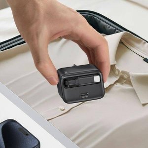 Ładowarka Usams USAMS Ład. siec. 1xUSB-C ze zwijanym kablem USB-C Retractable PD+QC 20W Gan Fast Charging biały/white YC Series CC233TC02 (US-CC233) 24