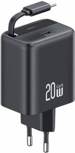Ładowarka Usams USAMS Ład. siec. 1xUSB-C ze zwijanym kablem USB-C Retractable PD+QC 20W Gan Fast Charging czarny/black YC Series CC233TC01 (US-CC233) 18