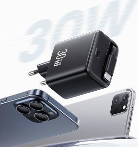 Ładowarka Usams USAMS Ład. siec. 1xUSB-C ze zwijanym kablem USB-C Retractable PD+QC 30W Gan Fast Charging biały/white YC Series CC241TC02 (US-CC241) 18