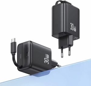 Ładowarka Usams USAMS Ład. siec. 1xUSB-C ze zwijanym kablem USB-C Retractable PD+QC 30W Gan Fast Charging biały/white YC Series CC241TC02 (US-CC241) 2