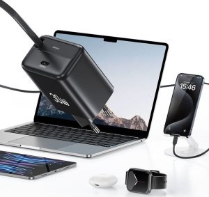 Ładowarka Usams USAMS Ład. siec. 1xUSB-C ze zwijanym kablem USB-C Retractable PD+QC 30W Gan Fast Charging czarny/black YC Series CC241TC01 (US-CC241) 12