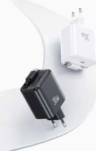 Ładowarka Usams USAMS Ład. siec. 1xUSB-C ze zwijanym kablem USB-C Retractable PD+QC 30W Gan Fast Charging czarny/black YC Series CC241TC01 (US-CC241) 14