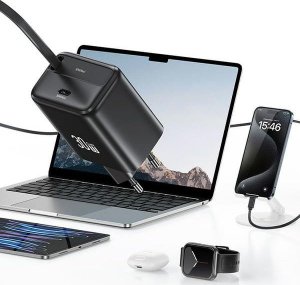 Ładowarka Usams USAMS Ład. siec. 1xUSB-C ze zwijanym kablem USB-C Retractable PD+QC 30W Gan Fast Charging czarny/black YC Series CC241TC01 (US-CC241) 4