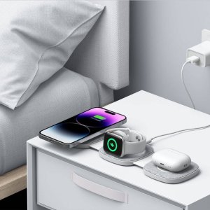 Ładowarka Tech-Protect Ładowarka bezprzewodowa Tech-Protect QI15W-A32 3in1 Magnetic Magsafe Wireless Charger Grey + kabel USB-C / USB-C 120cm 9