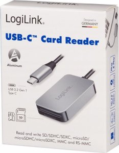 Czytnik LogiLink LogiLink USB 3.0 Dual-Kartenleser USB-C/SD/microSD alu 8