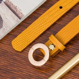 Beltimore Skórzany pasek damski do spodni sukienki musztardowa skóra nat 1,8 cm Beltimore O16 : Kolory - żółty, złoty, Rozmiar pasków - r.80-95 cm NoSize 2