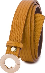 Beltimore Skórzany pasek damski do spodni sukienki musztardowa skóra nat 1,8 cm Beltimore O16 : Kolory - żółty, złoty, Rozmiar pasków - r.80-95 cm NoSize 3