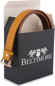 Beltimore Skórzany pasek damski do spodni sukienki musztardowa skóra nat 1,8 cm Beltimore O16 : Kolory - żółty, złoty, Rozmiar pasków - r.80-95 cm NoSize 4