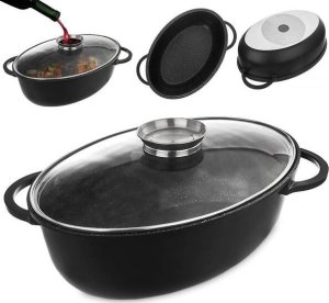 Orion Brytfanna granitowa / garnek z pokrywką szklaną 8 l GRANDE 8