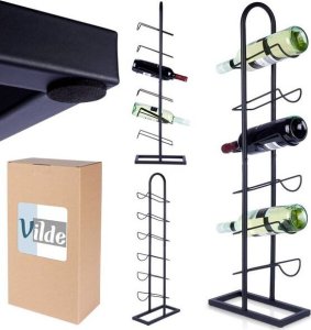 Vilde Stojak na wino metalowy czarny 6 butelek 27x13x84,5 cm 9