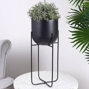 Vilde Osłonka na doniczkę na stojaku metalowa czarna 16,5x42 cm 2