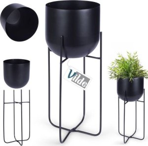 Vilde Osłonka na doniczkę na stojaku metalowa czarna 16,5x42 cm 9