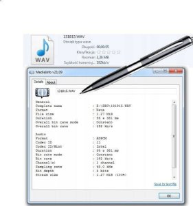 Luxury DŁUGOPIS MINI DYKTAFON SZPIEGOWSKI PENDRIVE 15H HQ Do Podsłuchu Detekcja 4