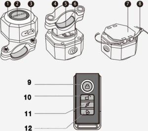 Kingseven Alarm rowerowy antykradzieżowy lampka tył tylna rowerowa dzwonek pilot K7 11