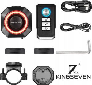 Kingseven Alarm rowerowy antykradzieżowy lampka tył tylna rowerowa dzwonek pilot K7 10