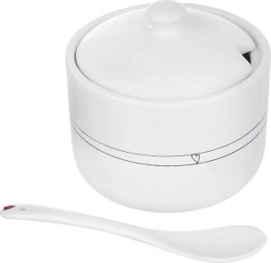 Orion Cukierniczka z łyżeczką i pokrywką ceramiczna biała SERDUSZKA 3