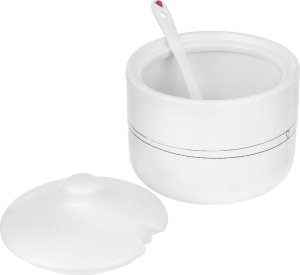 Orion Cukierniczka z łyżeczką i pokrywką ceramiczna biała SERDUSZKA 4