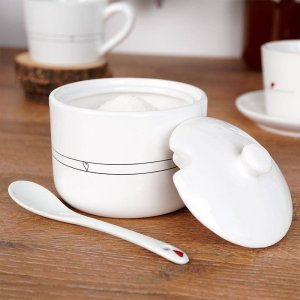Orion Cukierniczka z łyżeczką i pokrywką ceramiczna biała SERDUSZKA 5