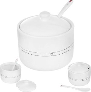 Orion Cukierniczka z łyżeczką i pokrywką ceramiczna biała SERDUSZKA 6