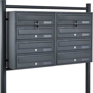 Bituxx SKRZYNKA POCZTOWA LOKATORSKA 2x4 GRAFITOWA STAL NIERDZEWNA 3