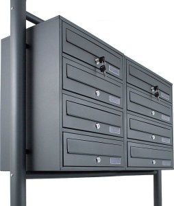 Bituxx SKRZYNKA POCZTOWA LOKATORSKA 2x4 GRAFITOWA STAL NIERDZEWNA 4