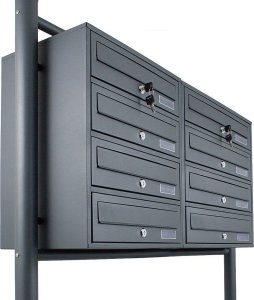 Bituxx SKRZYNKA POCZTOWA LOKATORSKA 2x4 GRAFITOWA STAL NIERDZEWNA 8