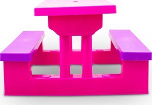 Bituxx Ławka do ogrodu z parasolem dla dzieci Stolik RÓŻOWY do zabawy lekki 17