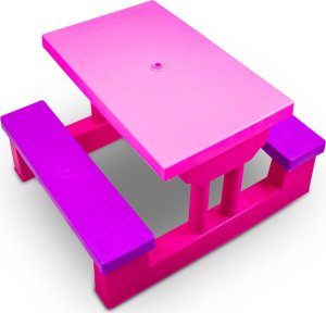 Bituxx Ławka do ogrodu z parasolem dla dzieci Stolik RÓŻOWY do zabawy lekki 27
