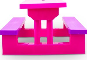 Bituxx Ławka do ogrodu z parasolem dla dzieci Stolik RÓŻOWY do zabawy lekki 28