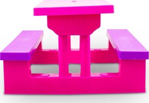 Bituxx Ławka do ogrodu z parasolem dla dzieci Stolik RÓŻOWY do zabawy lekki 7