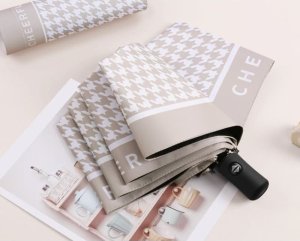 eCarla PARASOL UMBRELLA AUTOMAT PEPITKA KREMOWA PAR09WZ2 4