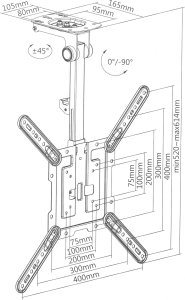 Brateck UCHWYT SUFITOWY DO TELEWIZORA LUB MONITORA BRATECK-LCD-CM344 8