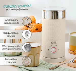 Spieniacz do mleka Adler Kremowy (AD 4495) 21
