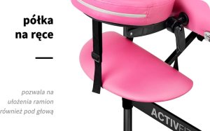 Activeshop Stół składany do masażu aluminiowy komfort Activ Fizjo 2 segmentowe róż czarne aluminium 21