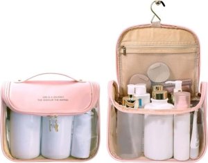 eCarla Kosmetyczka rozkładana elegancka kuferek pudrowy róż KS85 11