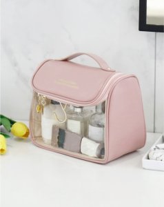 eCarla Kosmetyczka rozkładana elegancka kuferek pudrowy róż KS85 6