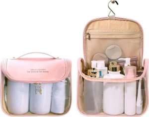 eCarla Kosmetyczka rozkładana elegancka kuferek pudrowy róż KS85 7