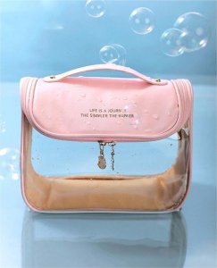 eCarla Kosmetyczka rozkładana elegancka kuferek pudrowy róż KS85 8