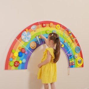 Viga Toys VIGA Drewniana Tablica Sensoryczno-Manipulacyjna EDU Tęcza Certyfikat FSC 3