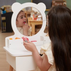 Viga Toys VIGA Duża Toaletka Drewniana Biała z Lustrem i Krzesełkiem 2